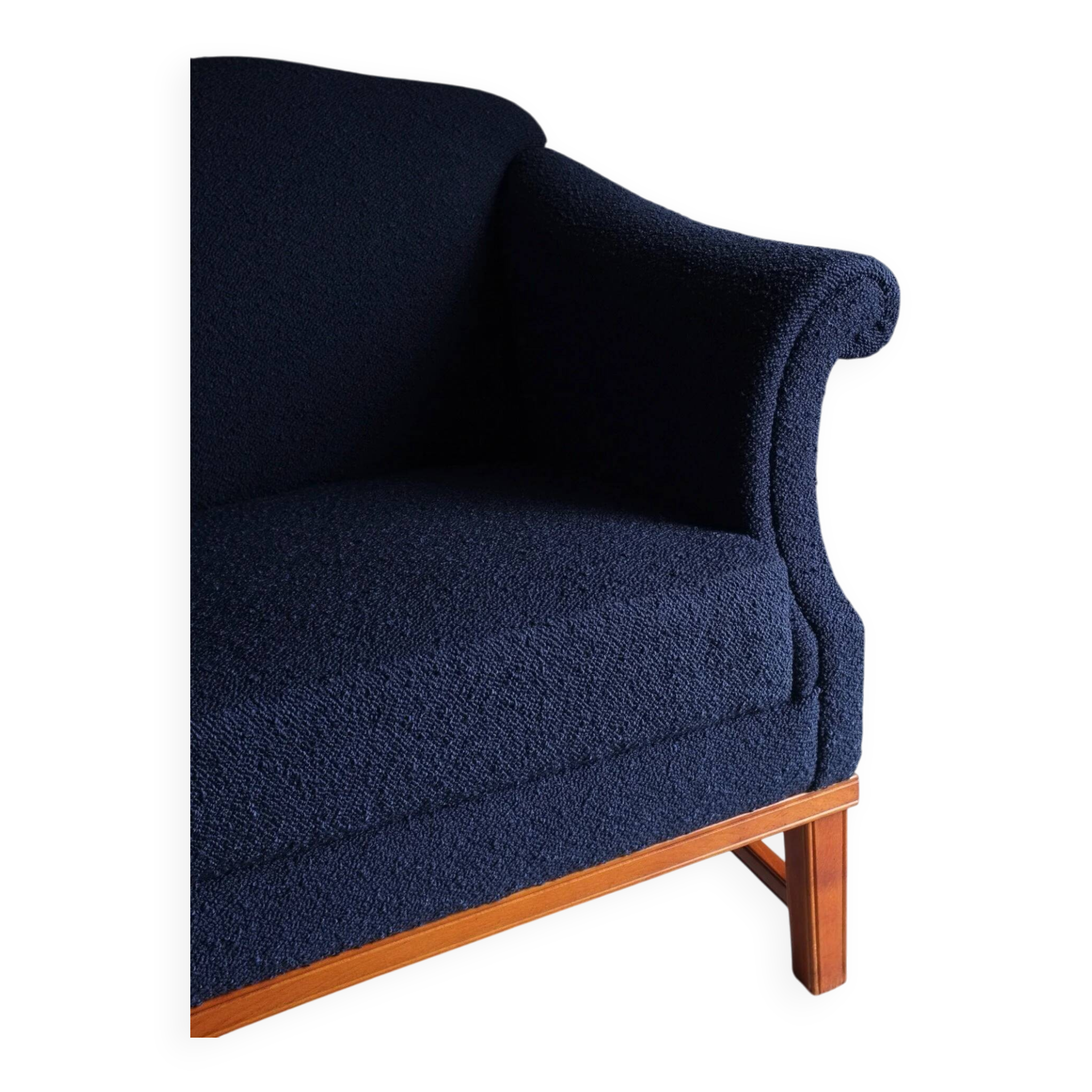 Navy boucle lounge chair | Sweden | 1940s