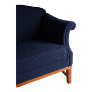 Navy boucle lounge chair | Sweden | 1940s