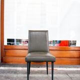 Set of eight chairs covered in vinyl, iron legs by Mobiltecnica Torino 1950s