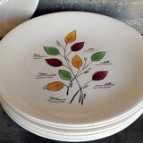 Seven vintage plates in fine earthenware from Gien service Gentilly