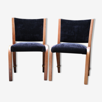 Pair of Bow wood Steiner chairs retaped