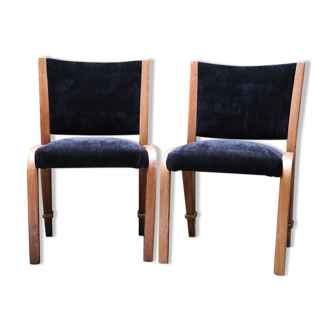 Pair of Bow wood Steiner chairs retaped