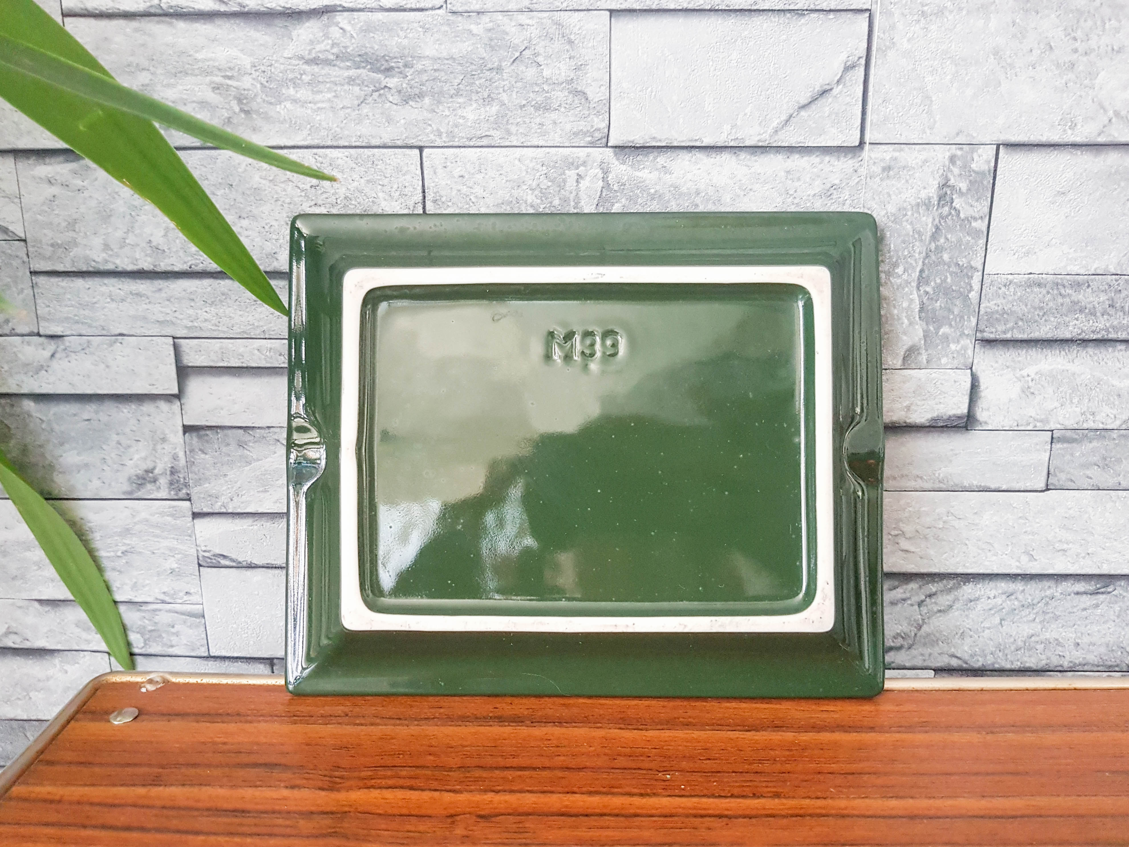 Green and gilded ceramic ashtray M99