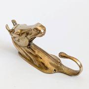 Set of 3 brass wall hooks horse head vintage coat hangers