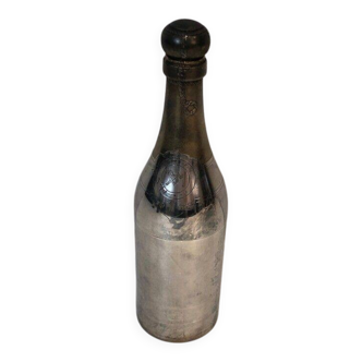 Rare silver-plated and brass shaker in the shape of a champagne bottle