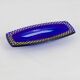 Cobalt blue glass cup gilded relief decoration, rectangular, 1960
