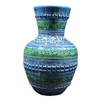 Vase vintage Bitossi Rimini bleu par Aldo Londi