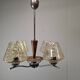 1960s Napako Mid-Century Modern Czech Four-Arm Glass Wood Chrome Chandelier