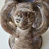 Terracotta Candle Holder Dancing 3 Aztec Characters - Tribal Art