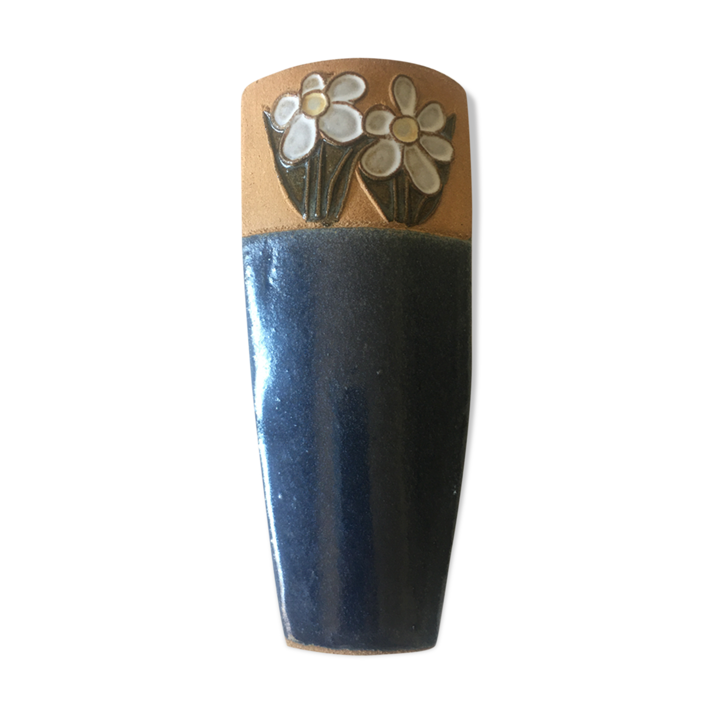 Vase en grés aux fleurs stylisées