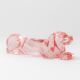 12 Repose-couteaux Chien Teckel Basset Art Déco Français en Verre Rosé, France, Années 1930