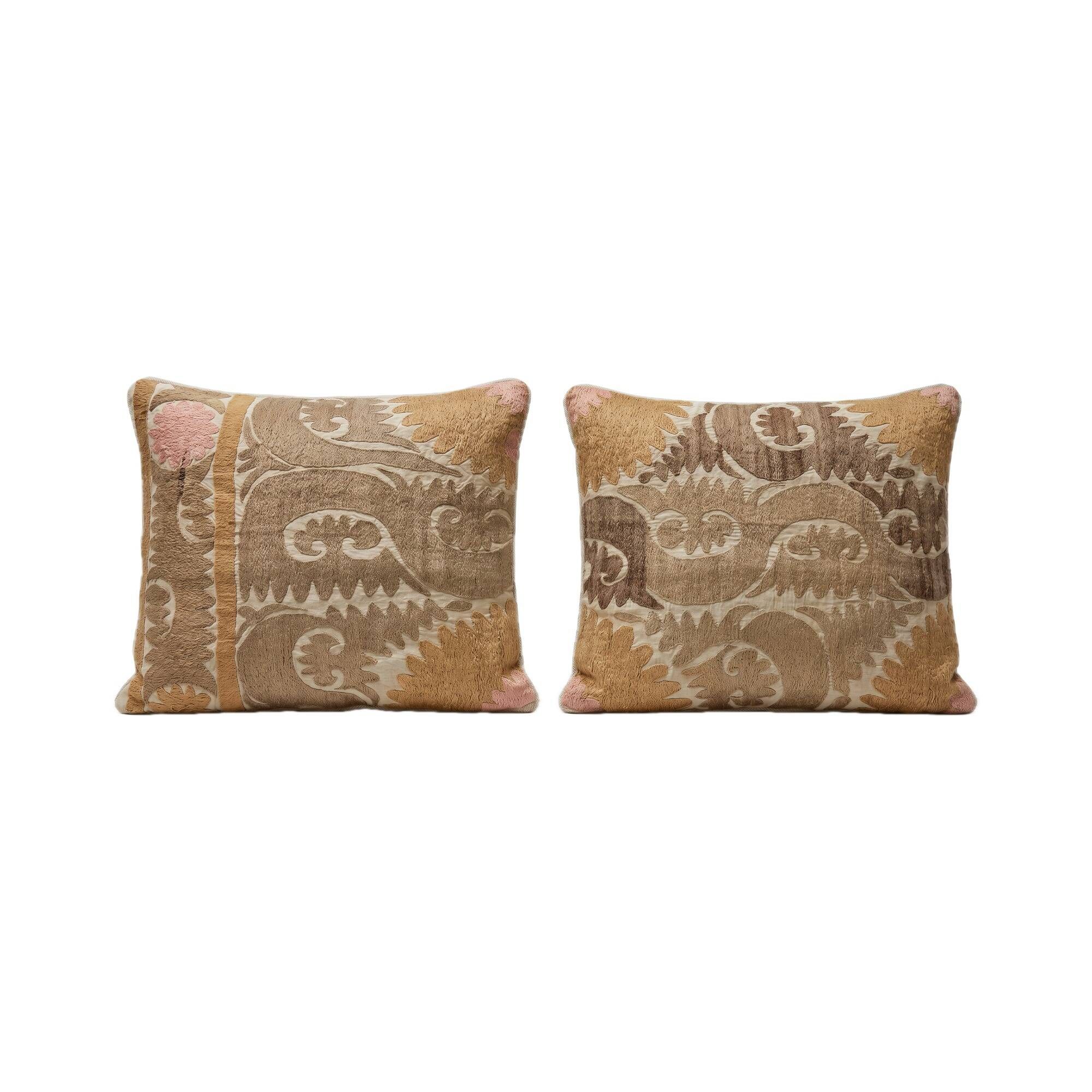 Set of 2 vintage embroidered cushion covers 59x68 cm
