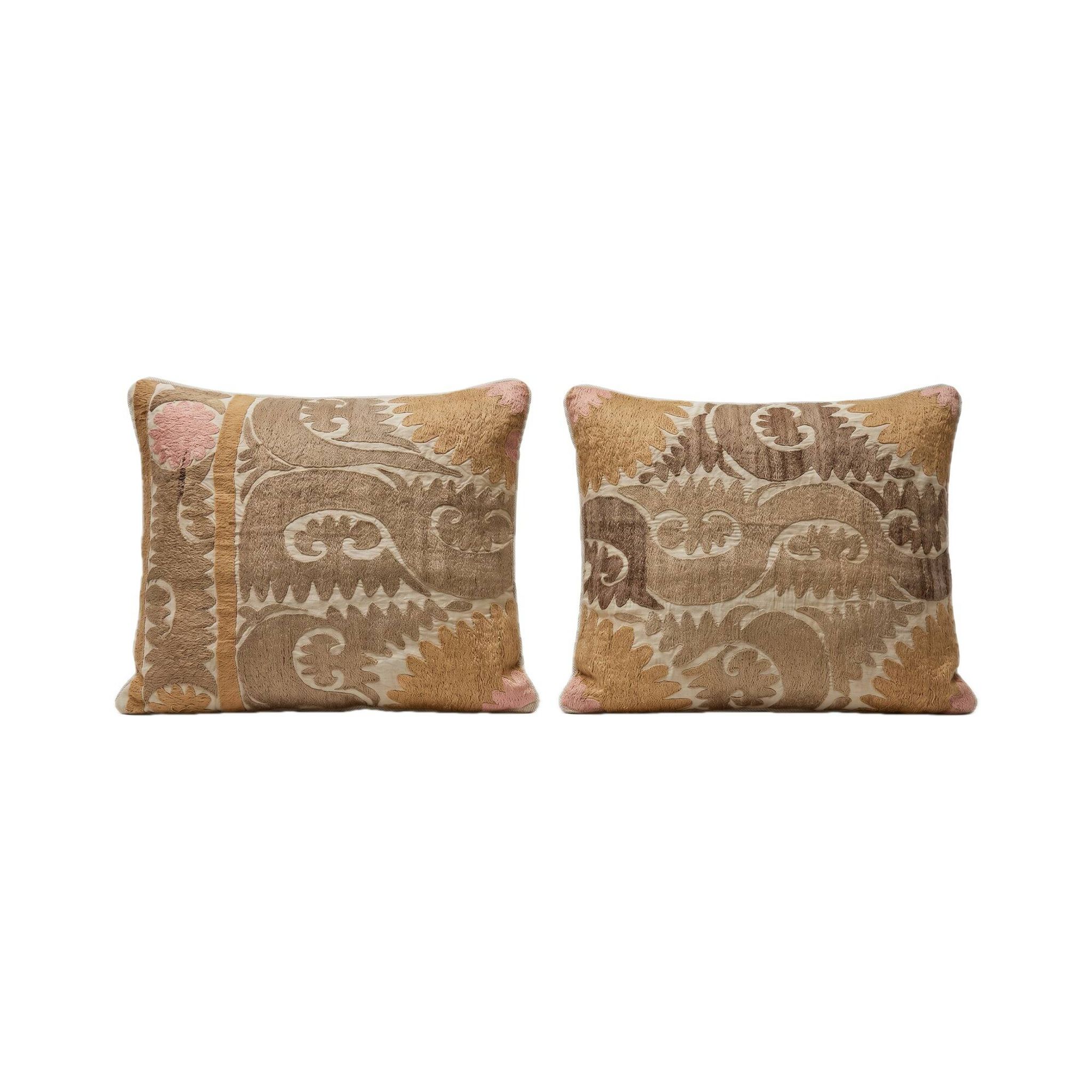 Lot de 2 housses de coussin brodées vintage 59x68 cm