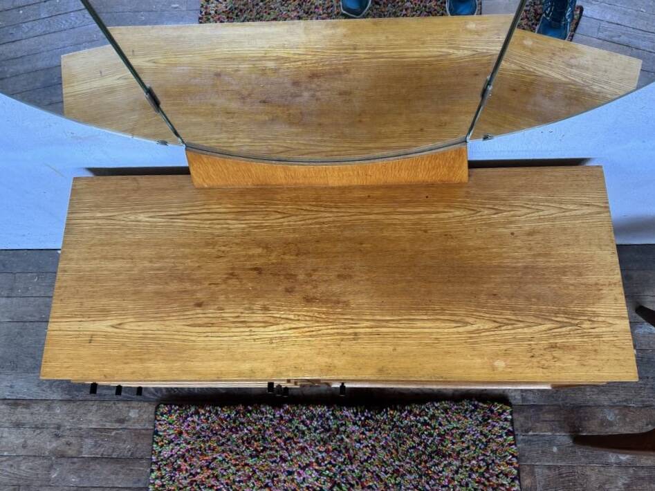 Vintage light wood dressing table and toilet sideboard