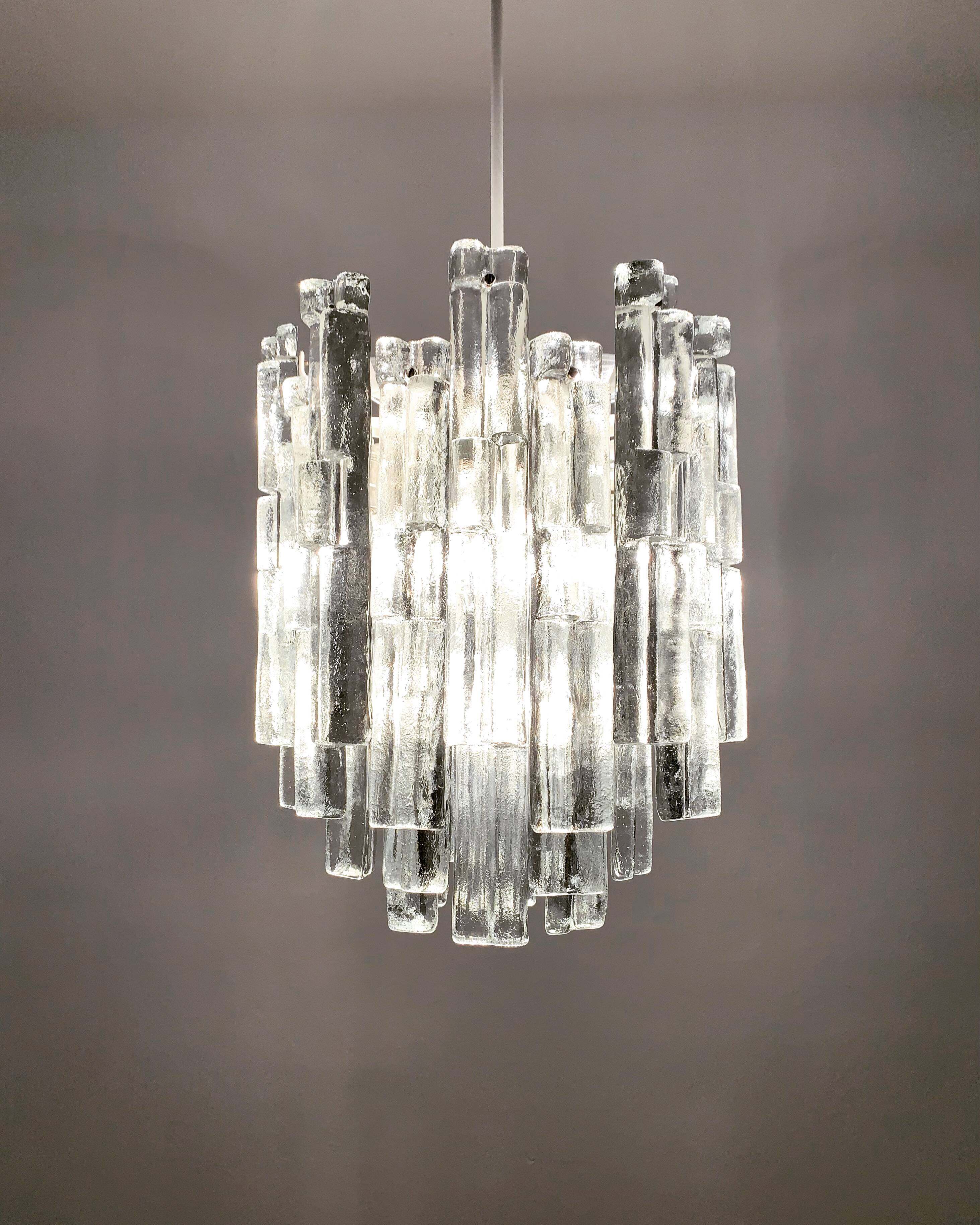 Austrian Ice Glass Chandelier by J.T. Kalmar
