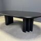 Vintage extendable black wooden dining table, 1980s