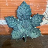 Vintage Greenish-Gray Metal Leaf-Shaped Empty Pocket Bowl