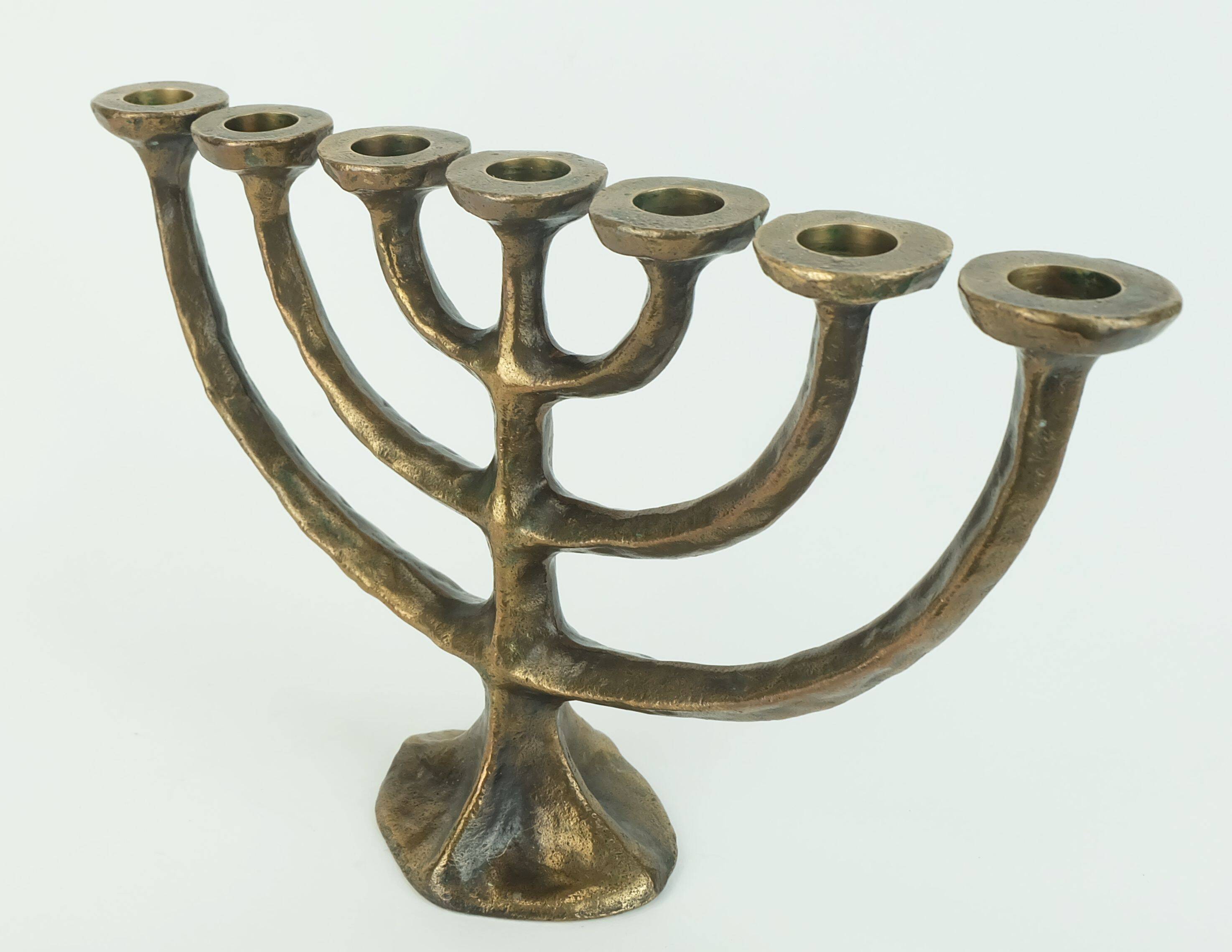 7-armed cand1960s 70s mid century brutalist bronze CANDELABRA