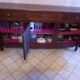 Old sideboard "Enfilade" in solid cherry wood with 3 doors and 3 drawers.