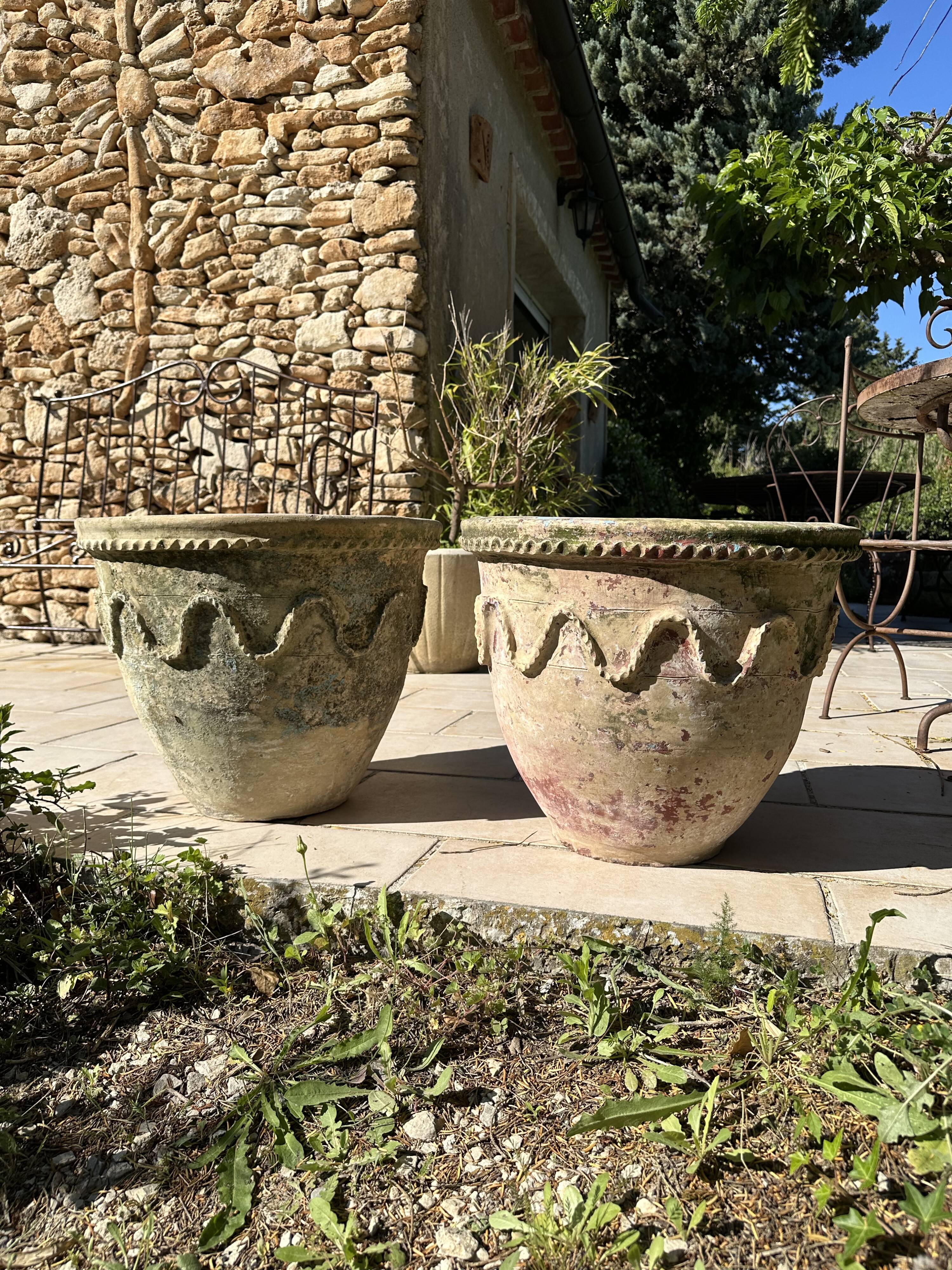 Ancient terracotta pot vase from the 19th century.