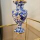 Large blue and gold vase in earthenware H.Bequet bohemian style