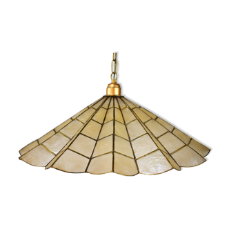 Ceiling lamp in mother-of-pearl clear fan