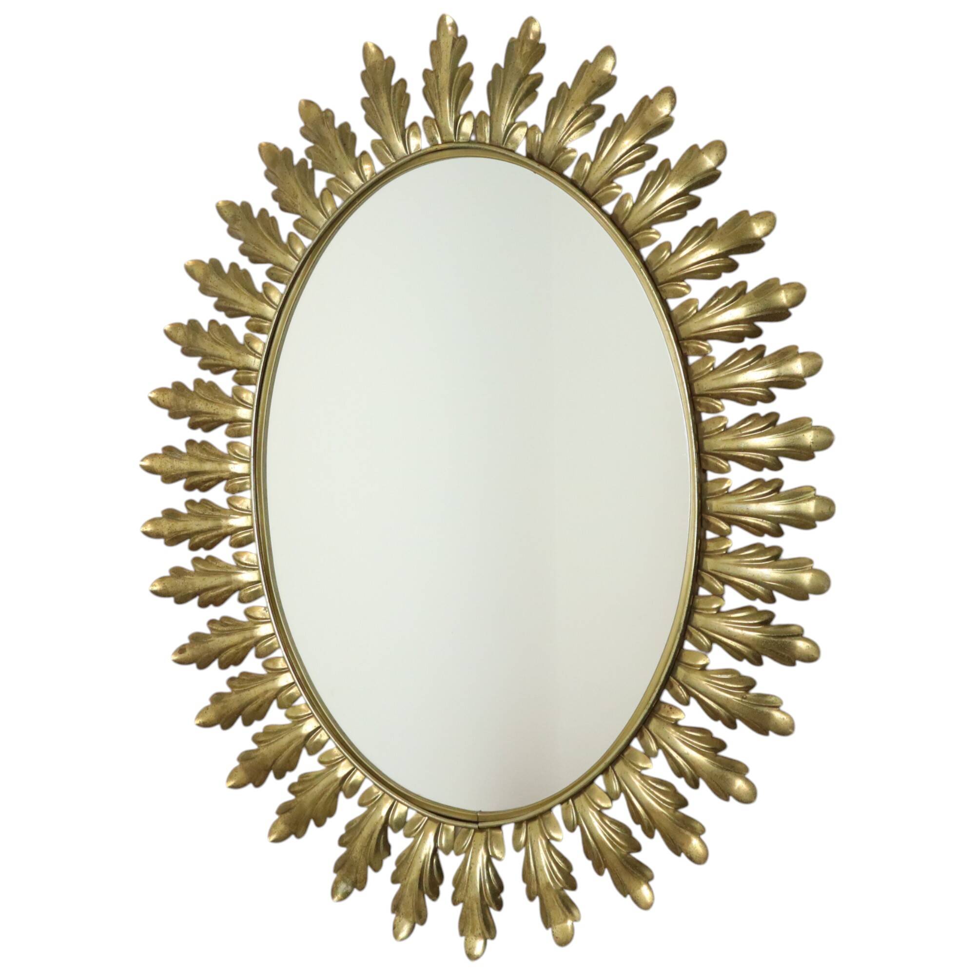 Vintage Deknudt Sun Mirror Sunburst Gold Acanthus Sixties