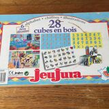 Educational game of 28 cubes of vintage wooden Jeujura