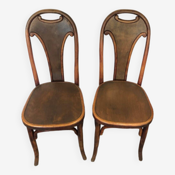 Paire de chaises bistrot Fischel années 1900