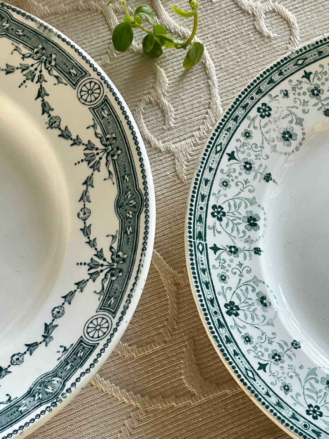 5 antique ironstone plates from Moulin des Loups.