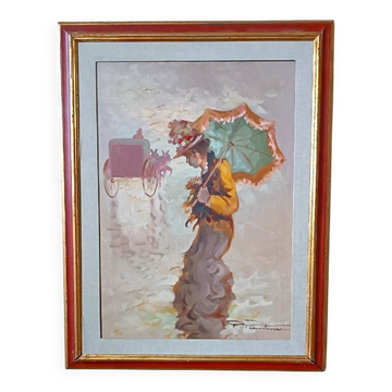 Scène parisienne par Pietro Pantino, huile sur toile, XXe siècle