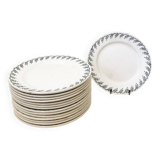 Assiette plate terre de fer, modele fleuri vert