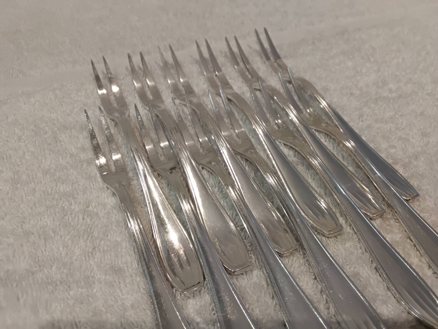 12 silver-plated metal snail forks, SFAM silversmith, Art Deco style