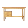 Bureau en pin scandinave vintage avec poignées en cuir. années 1970