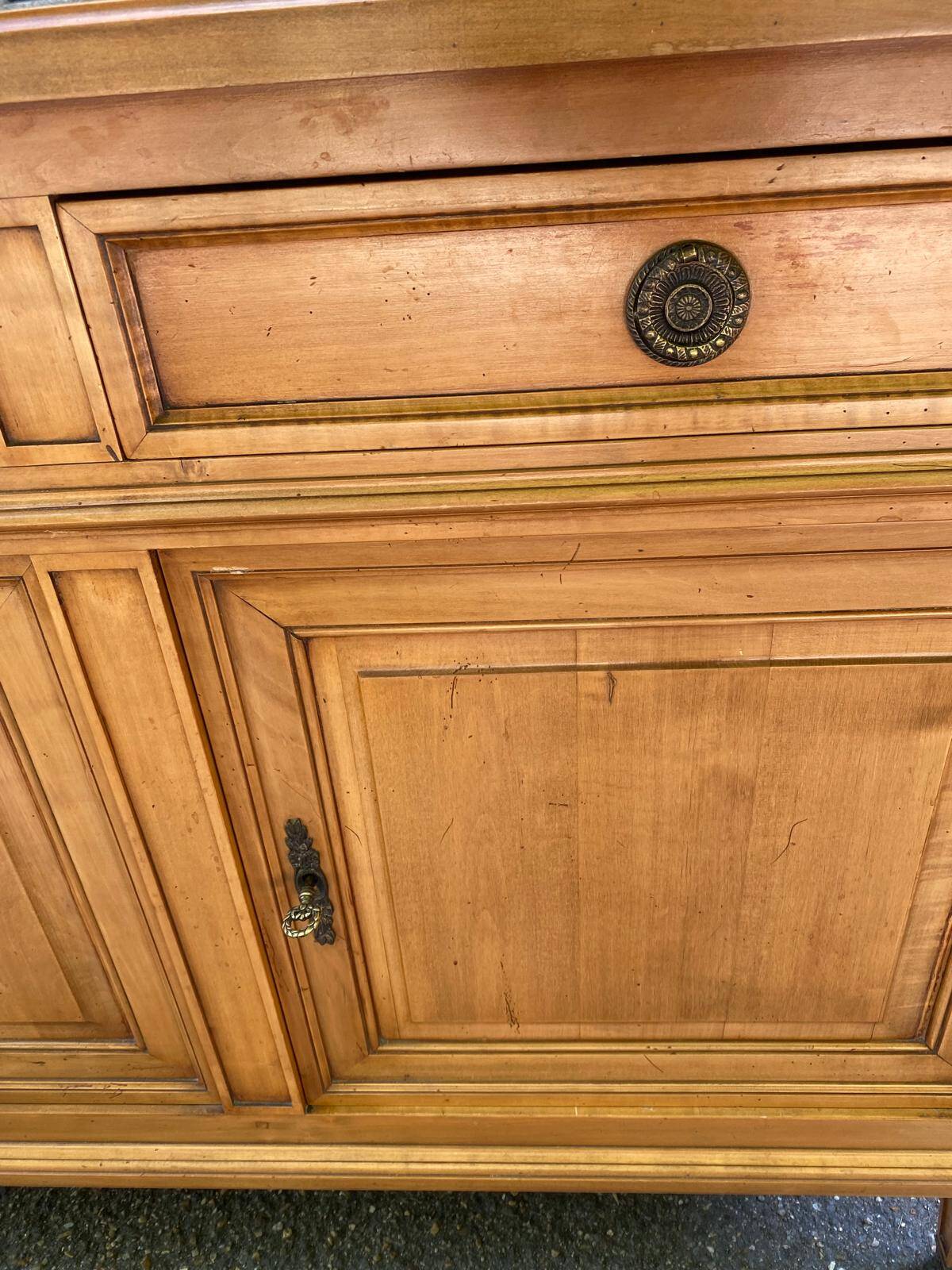 Louis XVI solid oak sideboard with 3 doors and 3 drawers, 175 cm