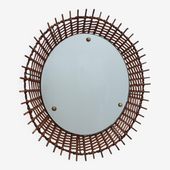 Mid century rattan / wicker mirror rima 1950s