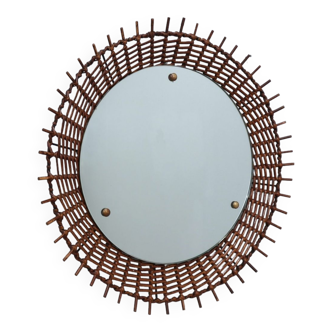 Mid century rattan / wicker mirror rima 1950s