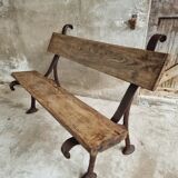 Antique garden bench park bench cast iron with oak