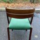 Scandinavian dining table and 4 Hans Olsen style chairs in teak and velvet.