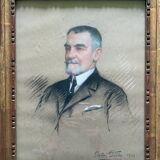 Pastel Painting "Portrait of a Man" Gaston Edouard Guédy (1874-1955) huge coast