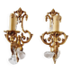 2 antique bronze and rock crystal candles and one light sconces in classic style