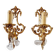 2 antique bronze and rock crystal candles and one light sconces in classic style