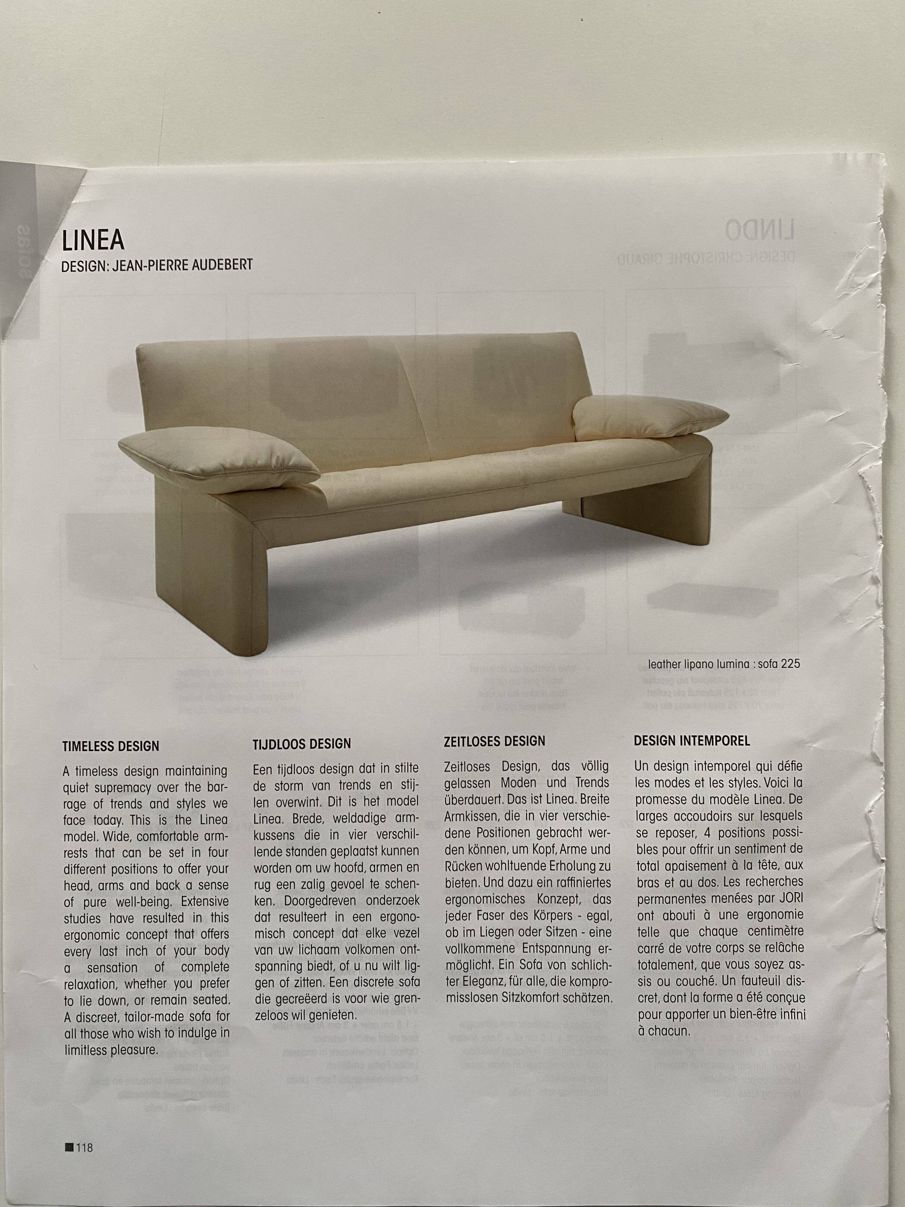 JP Audebert linear model 3-seater sofa in mocha leather