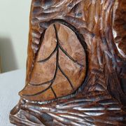 Lampe de table en bois sculpté et corde vintage