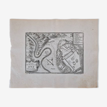Gravure sur cuivre XVIIème siècle  "Plan du Chasteau de Joux"  Par Pontault de Beaulieu