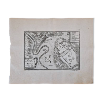 17th century copper engraving "Plan of the Chasteau de Joux" By Pontault de Beaulieu