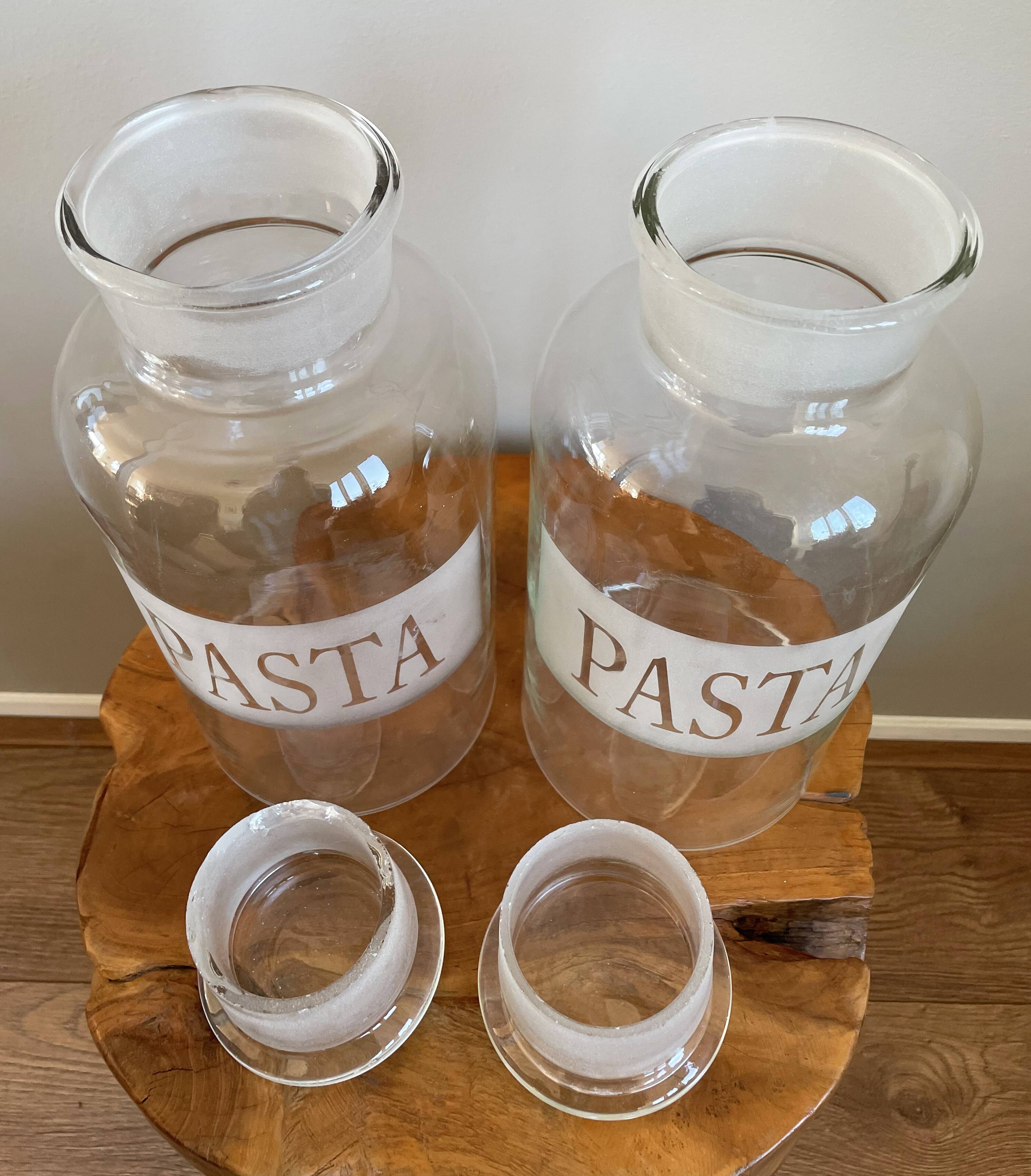Set of 2 Large Glass Pasta Jars with Stopper Lids, 4 Litre Pasta Containers