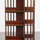 Large Antique Wooden English Book Carousel with Cast Iron Base