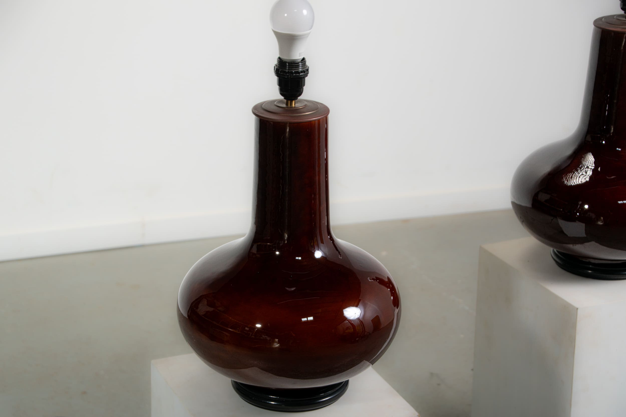Pair of oversized ceramic lamps. Circa 1970