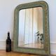 Large antique French Louis Philippe mirror – green and gold, late 19th century